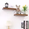 Exclusivamente para Exportación: Estantes Flotantes Modernos, Juego de Dos, Marrón Nogal, Almacenamiento de Pared Estilo Mediados de Siglo