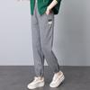 Calça de Moletom Feminina Primavera e Outono 2024 Nova Moda Solta Emagrecedora Mãe de Meia-Idade Fina Cropped Versátil para Pés Casuais