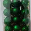 24 Enfeites de Bola Quadrada para Árvore de Natal Brilho Fosco Bola com Glitter Plástico Colorido de Natal Misturado 3CM 4CM