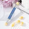 Caneta Esponja Única com Ponta de Esponja Cravejada de Diamantes Transfronteiriça Caneta de Esfumar para Nail Art Dupla Face Caneta Esponja de Esfumar Única 4 Reposições