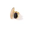 Estilo Francês Luxo Leve Design de Nicho Banhado a Cobre Ouro 18K Genuíno Onix Preto Cristal de Chá Natural Moldado Luxo Leve Anel Aberto para Mulheres