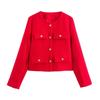 Atacado de roupas femininas estilo europeu e americano transfronteiriço, novo, versátil, moderno, jaqueta de terno curta com decoração de bolso com aba e botão dourado