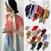 Cinta Atmósfera Romántica Color Sólido Goma para el Cabello Elegante Estrecha Larga Bufanda de Seda Temperamento de Alta Clase Suave Cinturón Diadema Retro Cinta