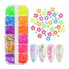 Caja de 12 Compartimentos con Lentejuelas de Colores Irregulares: Mariposa, Corazón, Flor, Estrella Arte de Uñas Lentejuelas Fluorescentes Decoraciones de Resina DIY