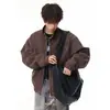 Chaqueta de Ropa de PU Retro Americana para Hombre Otoño Invierno Nueva Marca de Tendencia Casual Holgada Moda Chaqueta de Motociclista Ropa para Hombre