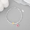 Caraini s925 Plata Esterlina cara sonriente pulsera de dona plateada pulsera para novias pulsera de plata con cara sonriente para niñas