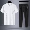 Camiseta para hombres de mediana edad y mayores verano 2024 Traje de verano para papás nuevos Manga corta de seda helada ropa de papá papá