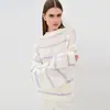 Suéter Grueso de Punto para Mujer Otoño e Invierno Procesamiento Personalización Etiqueta Privada Fabricación de Muestras Pedidos Pequeños Entrega Rápida Tejidos de Punto Rayados Fábrica Fuente
