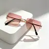 Gafas de sol cuadradas sin montura con borde cortado 2026 para mujer, estilo callejero europeo y americano de moda, gafas de sol decorativas al por mayor