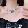 Collar de Moda Cool Negro Goteo de Aceite Amor Borla Perla Mujer Chica Picante Temperamento Irregular Moda Personalidad Cadena Clavícula
