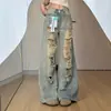 Jeans vintage rectos para mujer petite con efecto desgastado, nuevo estilo de verano, corte relajado, holgados, pantalones de pierna ancha ligeramente acampanados