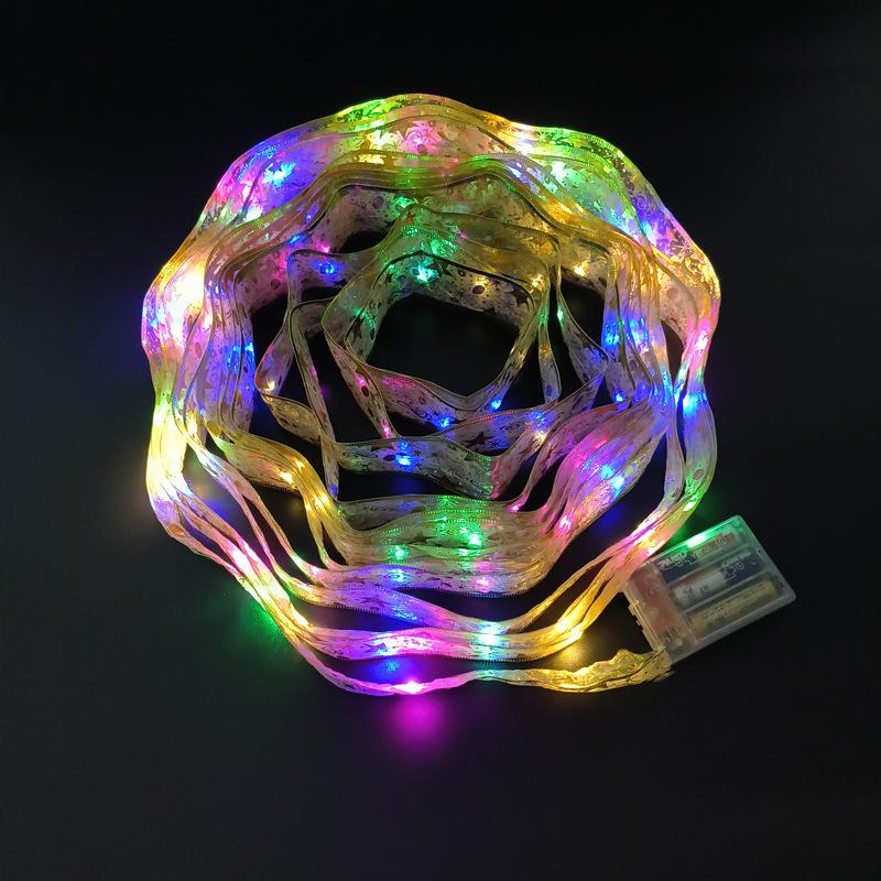 #D5-10米100灯3AA常亮带闪金色彩带彩灯