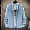 Camisa de Mezclilla de Manga Larga para Hombre de Comercio Exterior Camisa Base Casual Estilo Coreano para Jóvenes Primavera y Otoño Chaqueta Ajustada Transfronteriza Europea y Americana