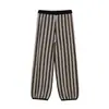 Z Europeu e Americano Transfronteiriço Novo Estilo Elegante Linho Listrado Gola V Manga Longa Tricô 5536010 Calça Casual 55360076