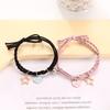 Pulseira de Casal Feminino Pequeno Dos Desenhos Animados Pulseira Um Par De Elástico Pequeno Para Namorado Ímã Atraído Bell Pulseira Presente Feminino