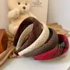 Nueva Diadema de Lana a Cuadros Maillard de Gama Alta para Otoño e Invierno para Mujer, Diadema para Lavarse la Cara, Diadema Versátil Elegante Estilo Ins