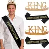 Set de Corona y Banda para Hombro de Fiesta de Cumpleaños para Hombres Europeos y Americanos Corona de Rey de Cumpleaños Adorno para la Cabeza Atuendo de Fiesta