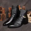 Botas de Cuero con Punta para Hombre de Temporada Primavera y Otoño, Botas Martin de Moda, Botines Estilo Británico, Botines Cortos de Cuero de Moda Coreana de Caña Alta