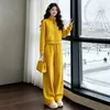 Conjunto Completo Estilo Coreano Outono 2026 Redutor de Idade Estilo Preguiçoso Moletom Calça Wide Leg Esportivo Casual Conjunto de Duas Peças