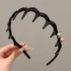 Diadema Ondulada Marrón para Mujer, Uso Diario, Antideslizante, con Dientes, para Lavarse la Cara, Accesorio para el Cabello