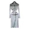 Vestido de punto chic de Corea del Sur para otoño, vintage, con solapa de color contrastante, de un solo botón, entallado a la cintura, con temperamento, abertura en la cadera