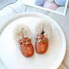 Zapatos Peludos para Niñas Zapatos de Frijol con Forro de Felpa Princesa 2025 Invierno Nuevos Zapatos Cálidos de Algodón con Suela Suave para Niños