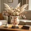 Vaso Cerámico Retro Americano de Alta Gama Personalizado de Fábrica Nuevo Estilo Chino Porcelana Azul y Blanca Sala de Estar Arreglo Floral de Alta Gama Europeo Transfronterizo