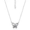 Collar de Mariposa de Moissanita de Plata S925 Joyería de Plata de Moda Cadena para Clavícula de Lujo Ligero Cadena para Suéter Joyería Venta al por Mayor