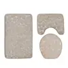Tapete Banheiro Vaso Sanitário Conjunto Três Peças Doméstico Antiderrapante Absorvente Tapete Veludo Coral Estampa Pedrinhas Tapete de Chão para Banheiro