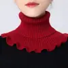 Otoño e invierno Nuevo punto de lana protección para el cuello a prueba de viento cálido bufanda de mujer color sólido simple versátil cuello alto falso