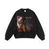 Sudadera con capucha estilo callejero americano retro con figura estampada para hombre, marca de moda, estilo hip hop, holgada, para pareja, de manga larga, para mujer