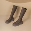 Botas Plataforma Femininas da Moda para Outono e Inverno, com Solado Grosso, Elásticas e Justas para Figuras Baixas, Botas de Montaria Altas até o Joelho, que Aumentam a Altura e Emagrecem