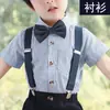 Camisa de verano para niños, camisa de algodón de manga corta estilo coreano para bebés niños, traje interior guapo, ropa de actuación para niños