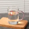 Copo transparente de vidro borossilicato alto com alça, resistente a altas temperaturas, adequado para receber convidados, copo de água doméstico, copo para beber em casa