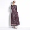 Tiro real en stock - Vestido estampado de moda europea y americana, Joker, posicionamiento adelgazante de cintura