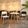 Sillas de comedor apilables tipo macarrón color crema, reforzadas y antideslizantes, para mesas y sillas de comedor en casa, cafeterías comerciales, sillas ligeras de plástico