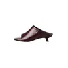 Mules de Piel de Oveja de Primera Capa para Mujer, Sandalias Estilo Una Tira, Sandalias de Verano de Cuero Genuino con Punta Redonda, Punta Abierta y Tacón de Aguja Gato para Mujer
