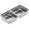 Caixa Selada Transfronteiriça de Aço Inoxidável 304 Caixa para Conservar Frescos Caixa para Lanches Alimentícios Prato para Temperos Caixa de Almoço Compartimentada para Trabalho com Tampa Azul