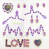 Adesivos faciais de strass estilo europeu e americano, adesivos faciais florais degradê personalizados, decoração DIY de papel strass para festas e apresentações de palco