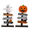 Novo Estilo Decorações de Mesa para Festa de Halloween Abóbora de Doces ou Travessuras Decorações de Madeira de Terror