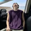 Chaleco sin mangas estilo americano para hombre, marca de moda de verano, elegante y fresco, camiseta sin mangas de cuello redondo resistente, camiseta de manga corta de corte holgado