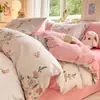 Juego de ropa de cama de algodón estilo Ins de cuatro piezas juego de tres piezas de algodón fresco para dormitorio de estudiante sábana funda de edredón