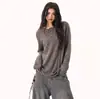 Camiseta de Manga Longa com Gola Henley e Textura Canelada para Mulheres e Homens, Limpeza de Primavera, Corte Justo, Estilo Retro Old Money, Base de Tricô, Tendência