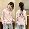 Blusa de base para meninas outono e inverno média e grande crianças meninas bebê roupa íntima gola alta estilosa infantil quente top t