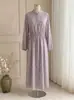 Jalabiya de Chiffon Customizada de Fábrica Vestido Temperamento Cintura Marcada Saia Longa Elegante Estampada Roupas Femininas E-commerce Transfronteiriço