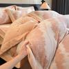 Juego de Cuatro Piezas de Terciopelo de Leche Engrosado de Invierno Clase A, Cubreedredón Cálido de Terciopelo Tallado 7D, Ropa de Cama de Terciopelo de Doble Cara para Otoño e Invierno