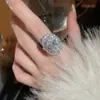 Anel Borboleta Flor Zircônia Super Brilhante Cravejado, Anel de Dedo Indicador de Luxo Leve Nicho, Joia de Mão Estilo Palácio Retrô para Mulheres