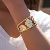 Pulseira de Metal Europeia e Americana Transfronteiriça com Flor Vazada Estilo Metal, Personalizada, Fashion, Versátil, Nicho, High-End, Acessório de Mão Único