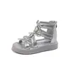 Sandalias para Niña Sandalias Romanas de Piel Suave Estilo Coreano Sandalias Infantiles Zapatos de Princesa Verano 2026 Nuevas Sandalias para Bebé Zapatos de Moda