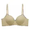 Sujetador Redondo Color Durazno para Mujeres con Pecho Pequeño, Push-Up y Soporte para el Pecho, Espalda Sexy y Hermosa, Pequeño "Landmine", Sujetador sin Costuras